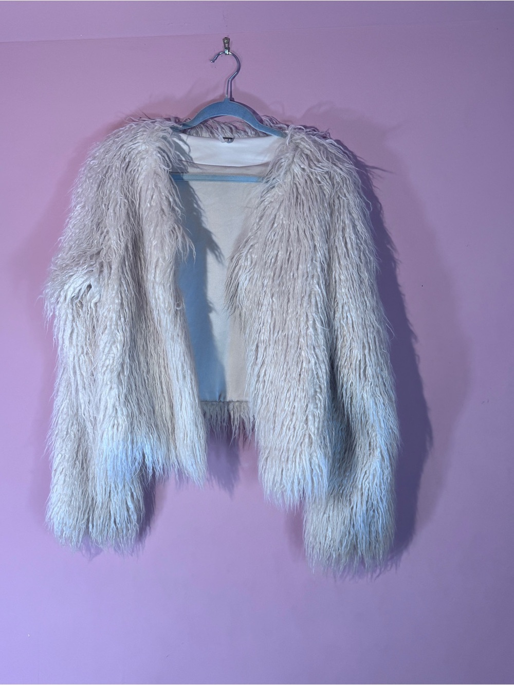 Free People Cream Shaggy Faux Fur Jacket Boho Fluffy Coat/Jacket